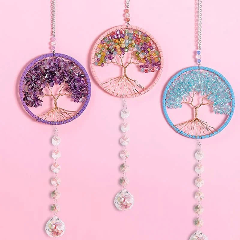 Reikistal Tree of Life Crystal Suncatcher Dream Catcher