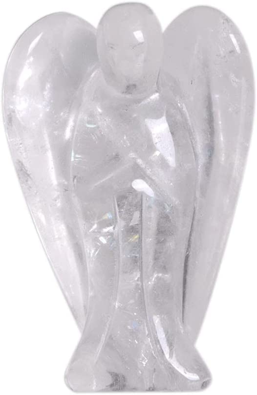 Reikistal Justinstones Carved Black Obsidian Gemstone Peace Angel Pocket Guardian Angel Healing Statue 2 inch