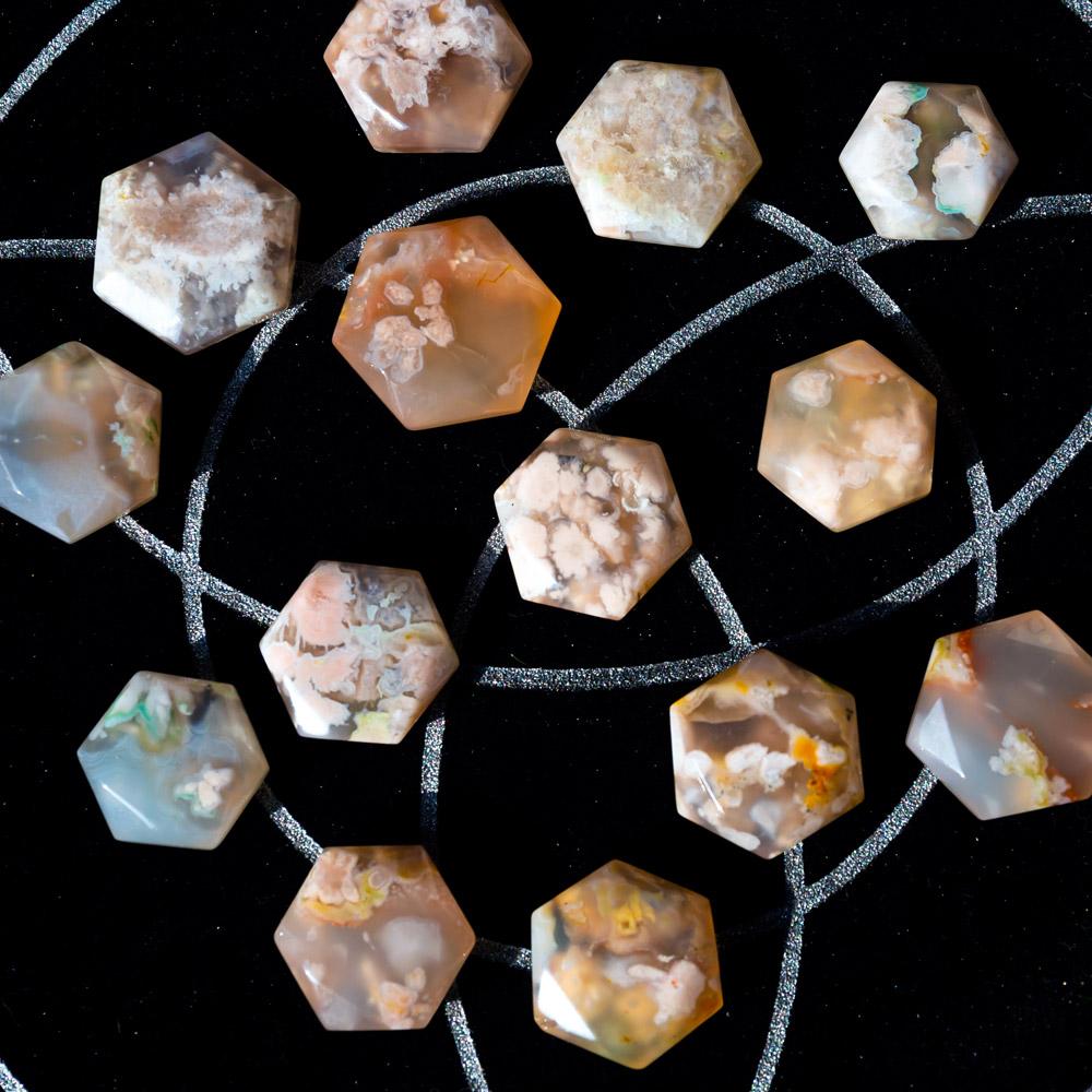 Reikistal Flower Agate Hexagon