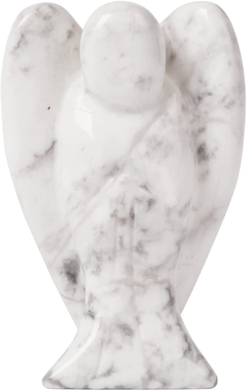 Reikistal Justinstones Carved Black Obsidian Gemstone Peace Angel Pocket Guardian Angel Healing Statue 2 inch