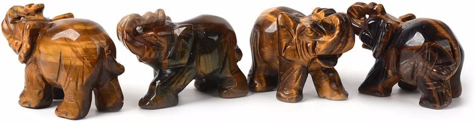 Reikistal Justinstones Carved Natural Black Obsidian Gemstone Elephant Healing Guardian Statue Figurine Crafts 2 inch