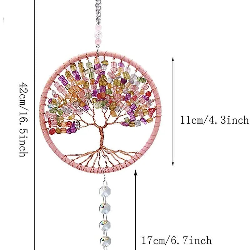 Reikistal Tree of Life Crystal Suncatcher Dream Catcher