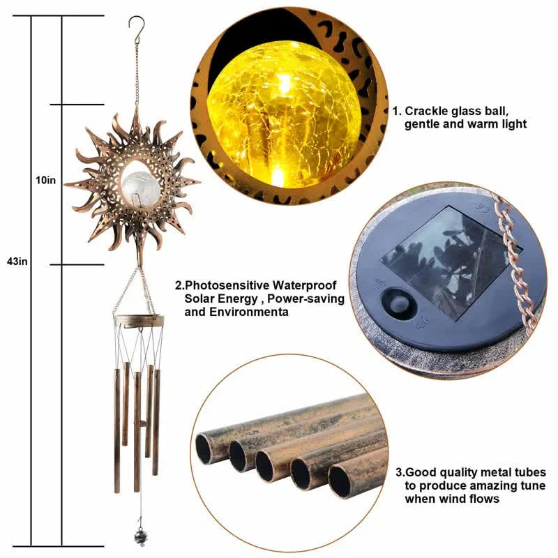 Reikistal Solar Moon or Sun Wind Chime Ornaments