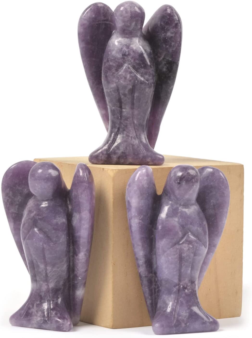 Reikistal Justinstones Carved Black Obsidian Gemstone Peace Angel Pocket Guardian Angel Healing Statue 2 inch