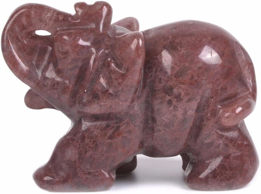 Reikistal Justinstones Carved Natural Black Obsidian Gemstone Elephant Healing Guardian Statue Figurine Crafts 2 inch