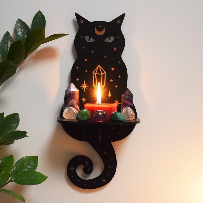 Reikistal Celestial Cat Altar Crystal Shelf