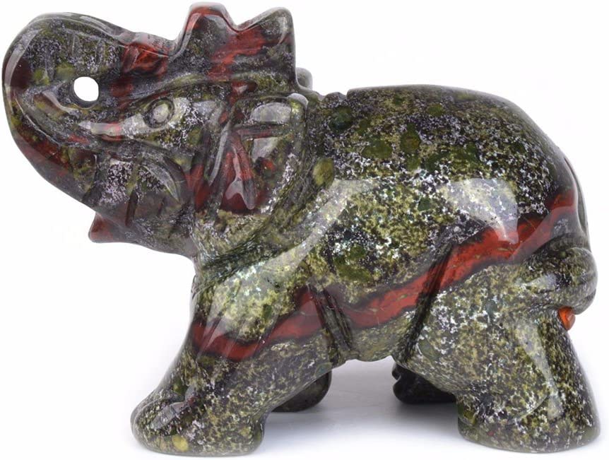 Reikistal Justinstones Carved Natural Black Obsidian Gemstone Elephant Healing Guardian Statue Figurine Crafts 2 inch