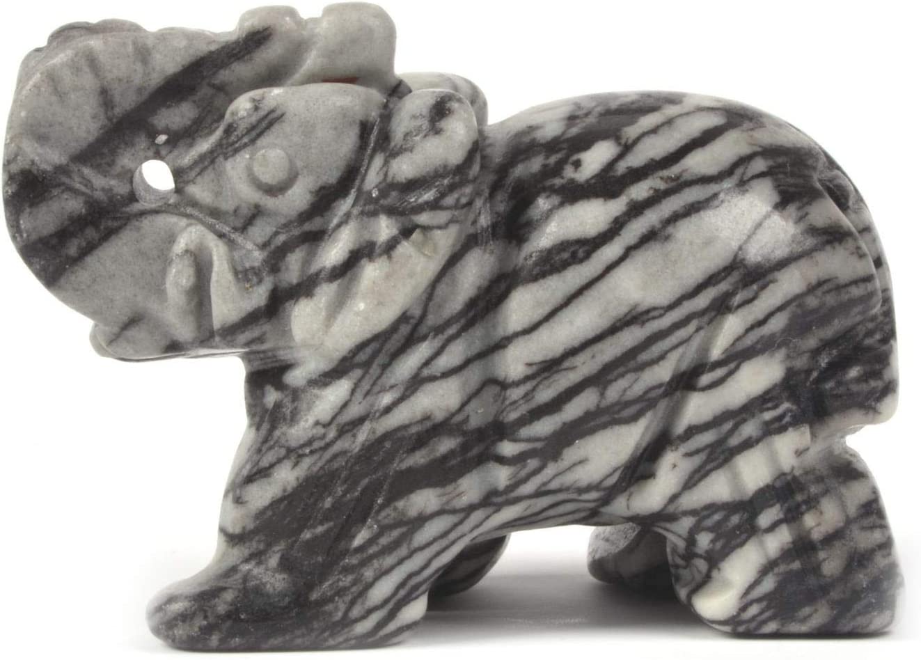 Reikistal Justinstones Carved Natural Black Obsidian Gemstone Elephant Healing Guardian Statue Figurine Crafts 2 inch