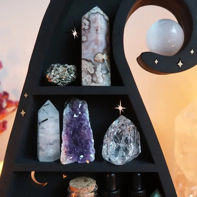 Reikistal Witch Hat Wooden Crystal Shelf