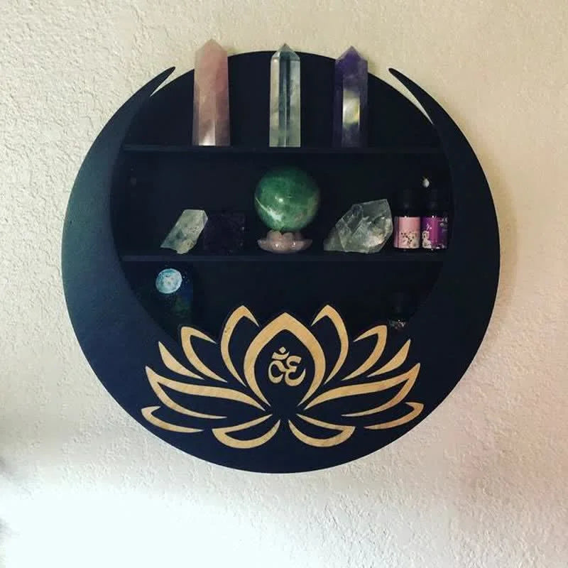Reikistal Round Crescent Moon Lotus Crystal Shelf