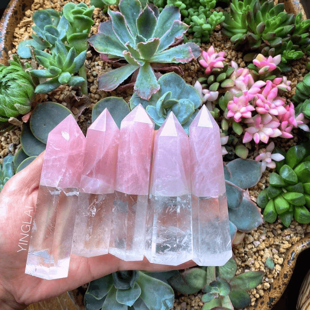 Reikistal Clear Quartz Splicing Rose Quartz Point