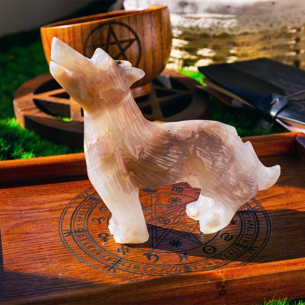 Reikistal Flower Agate Wolf