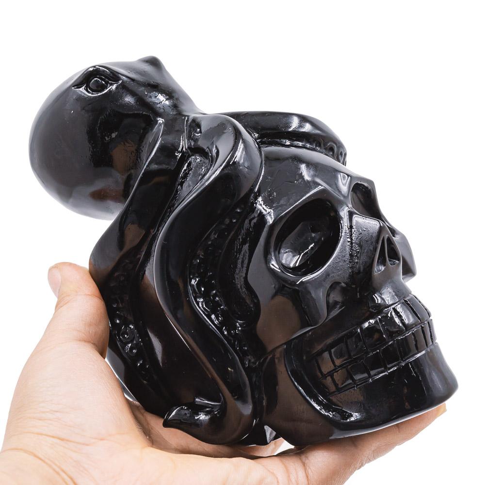 Reikistal Octopus Obsidian Skull