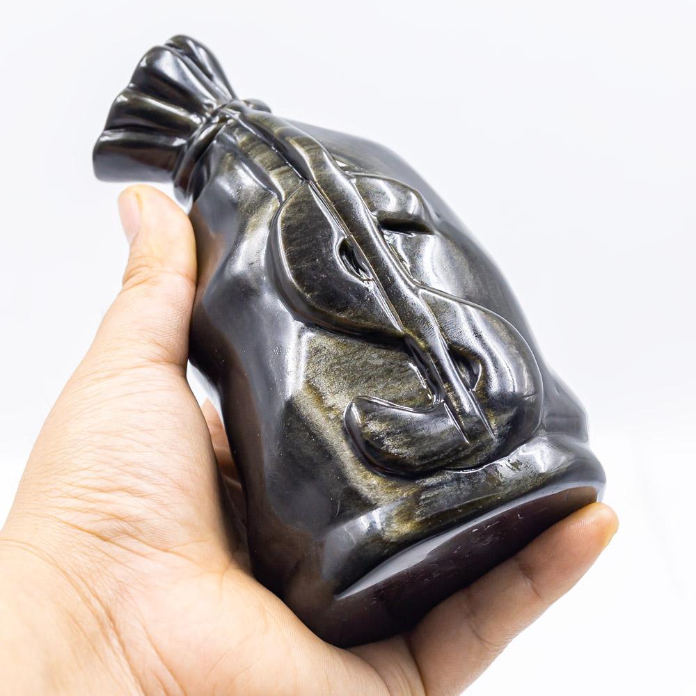 Reikistal Golden Sheen Obsidian Money Bag