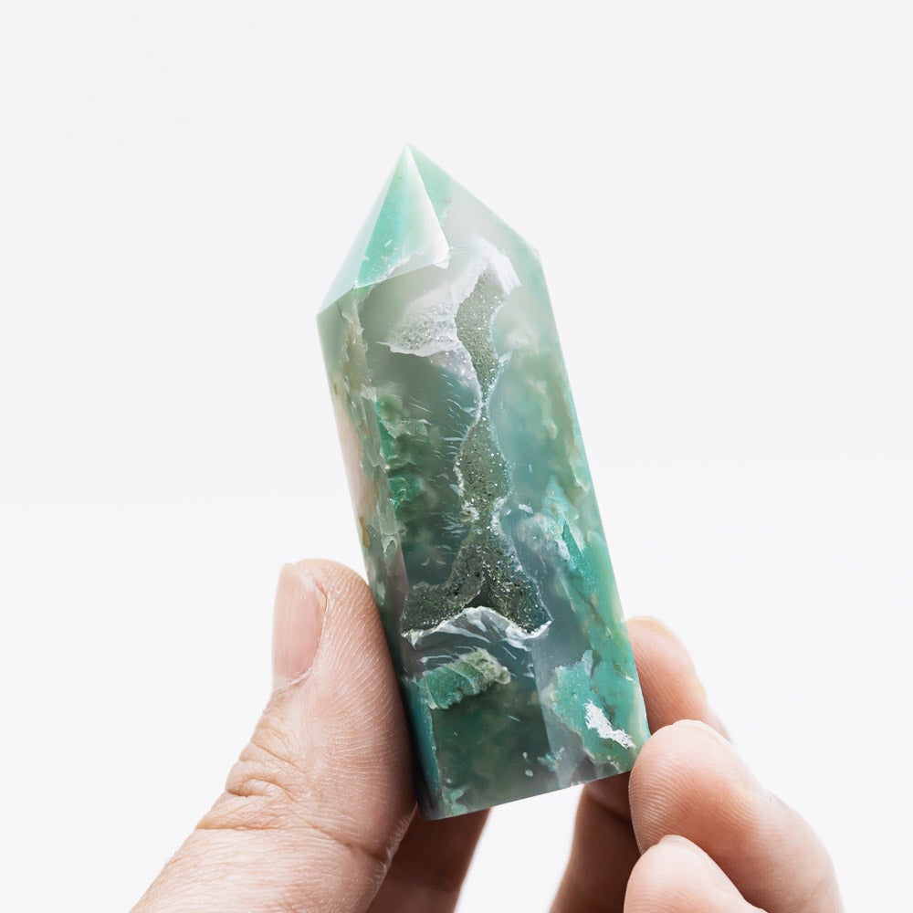 Reikistal Green Flower Agate Point