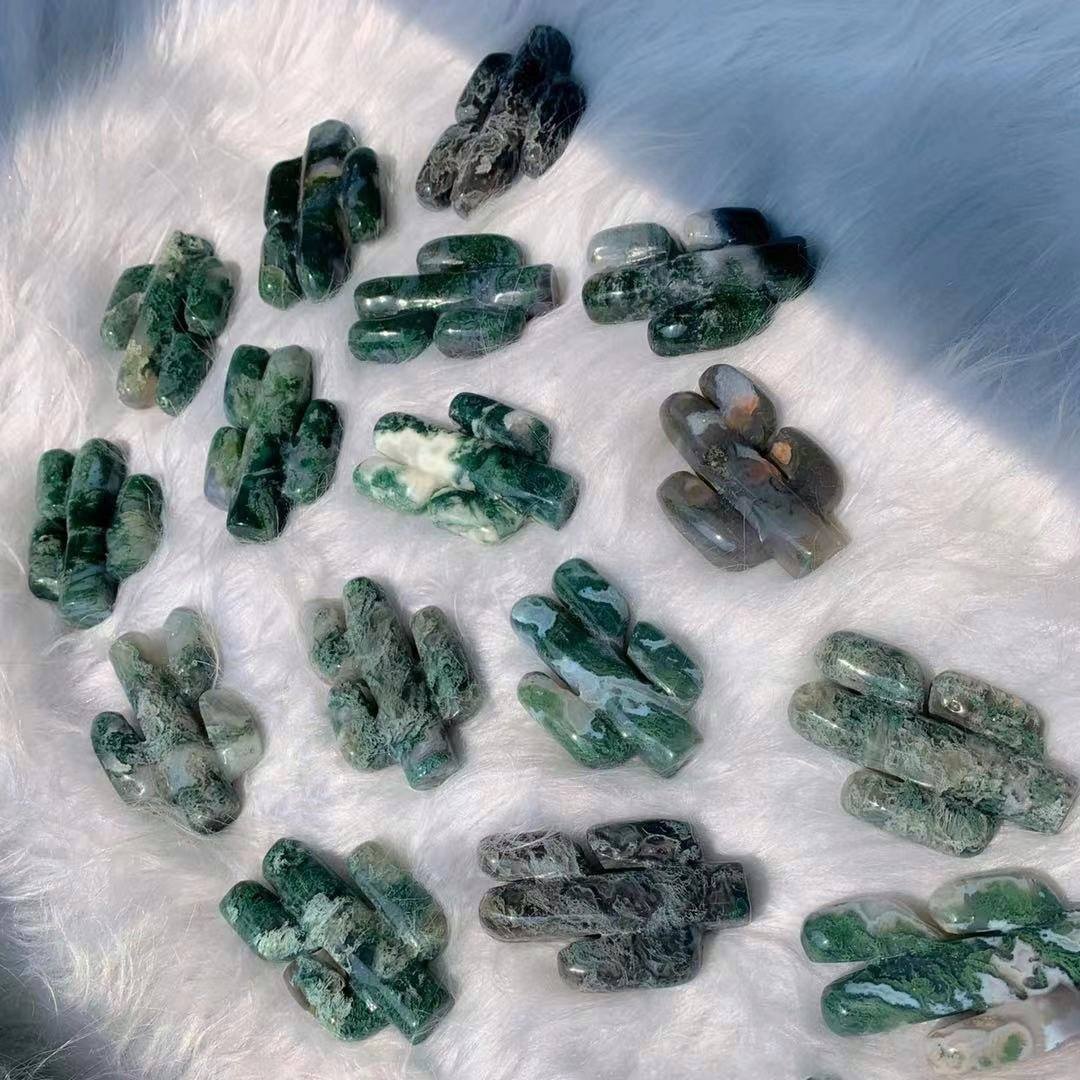 Reikistal Moss Agate Cactus