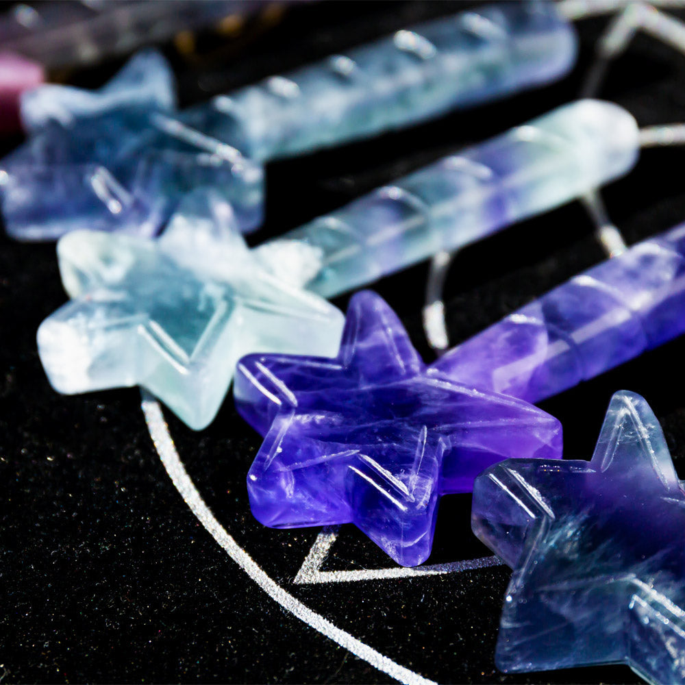 Reikistal Fluorite Pentagram Magic Wand