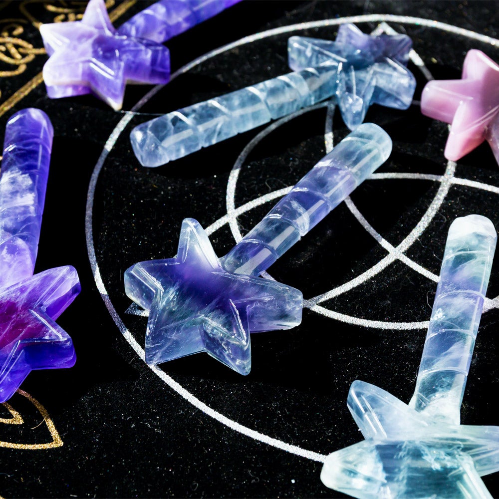 Reikistal Fluorite Pentagram Magic Wand