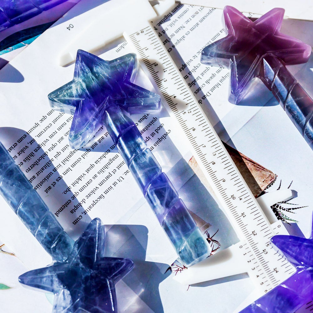 Reikistal Fluorite Pentagram Magic Wand