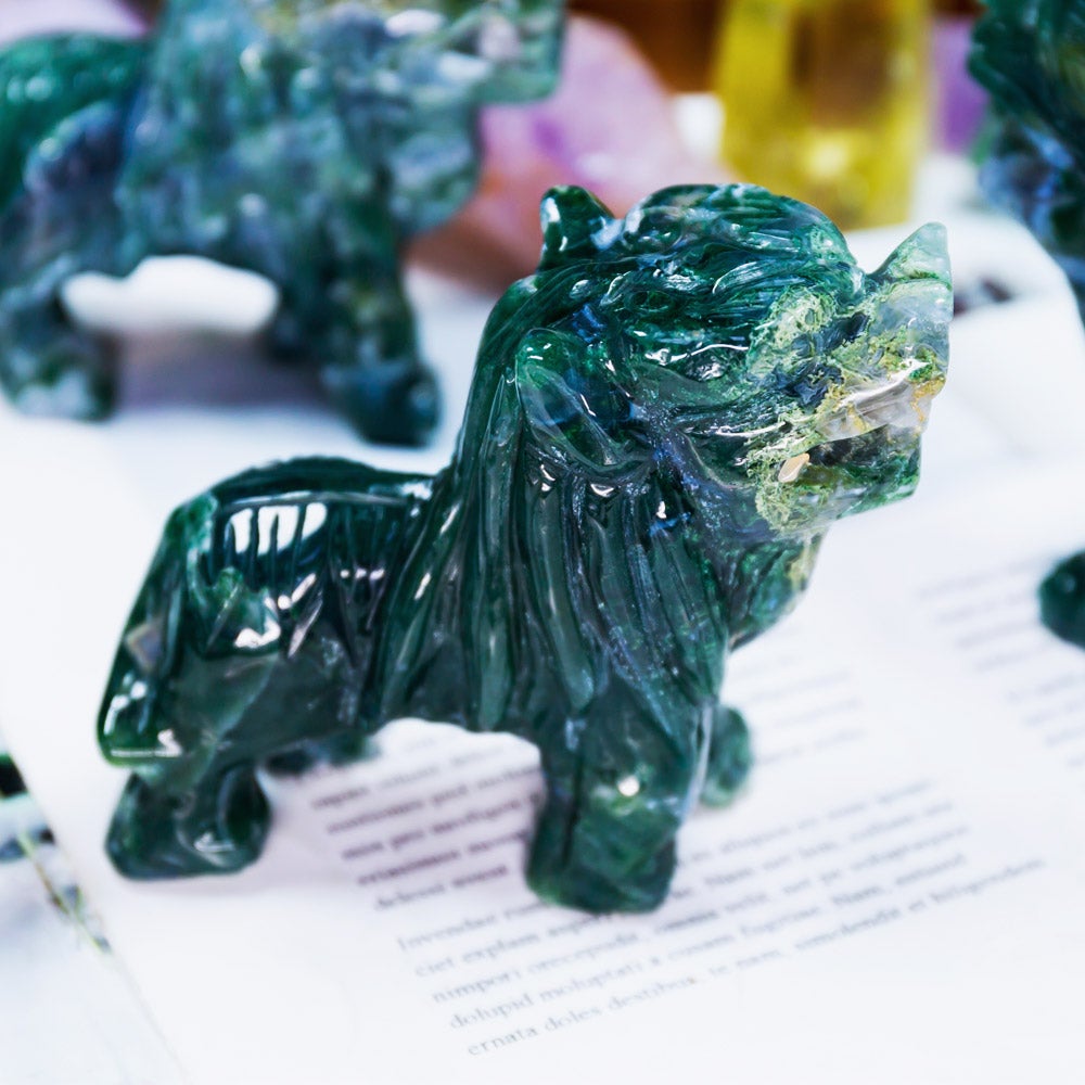 Reikistal Moss Agate Lion