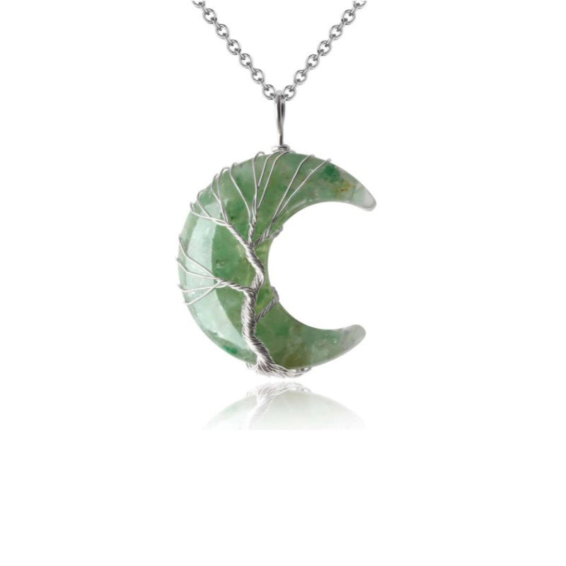 Reikistal Crystal Lifetree Moon Necklace