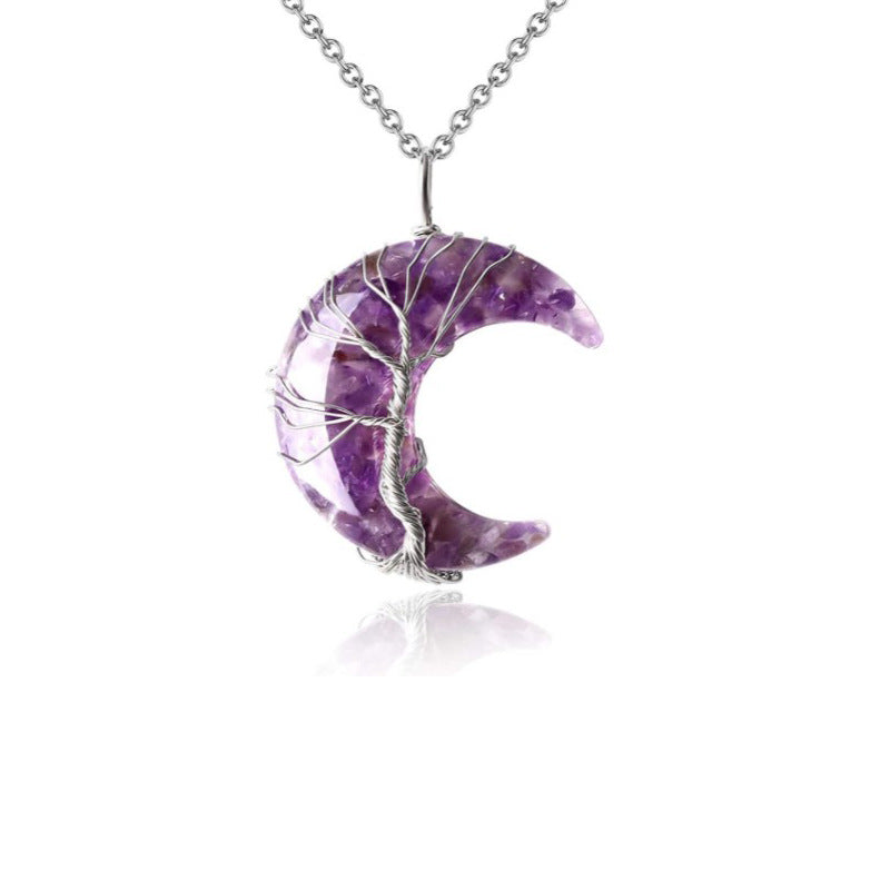 Reikistal Crystal Lifetree Moon Necklace