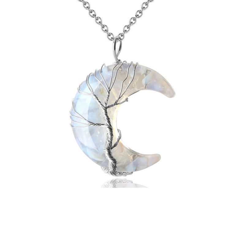 Reikistal Crystal Lifetree Moon Necklace