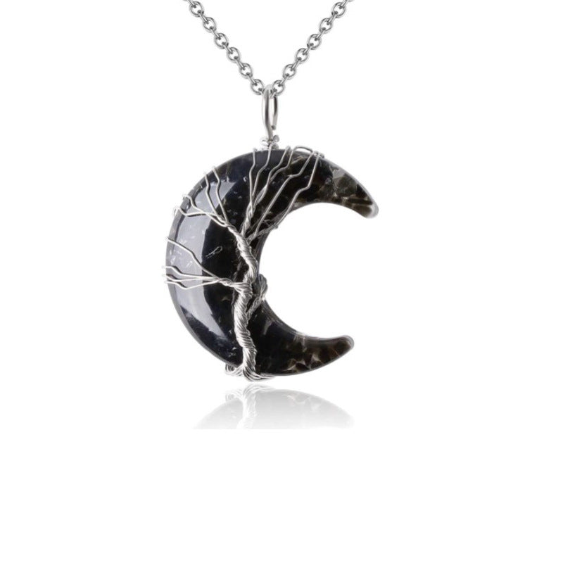 Reikistal Crystal Lifetree Moon Necklace