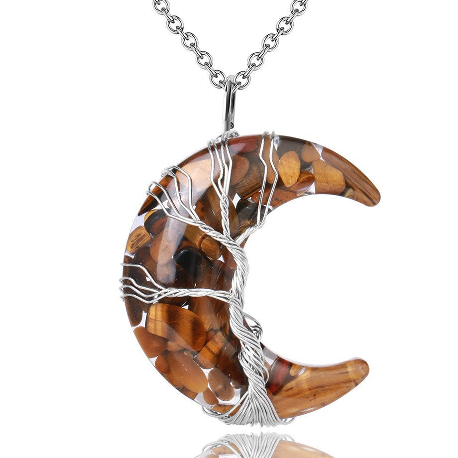 Reikistal Crystal Lifetree Moon Necklace