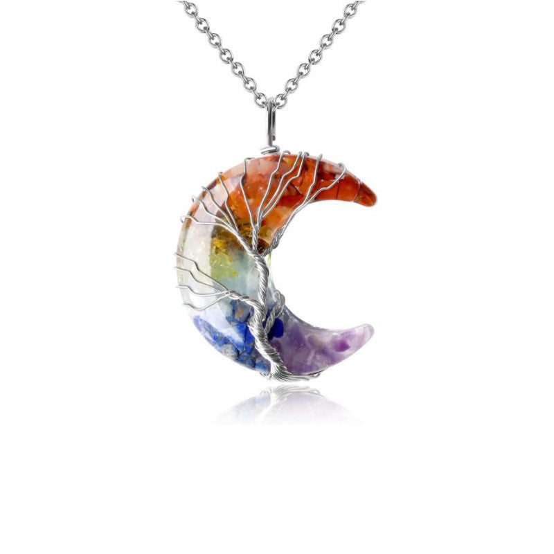 Reikistal Crystal Lifetree Moon Necklace