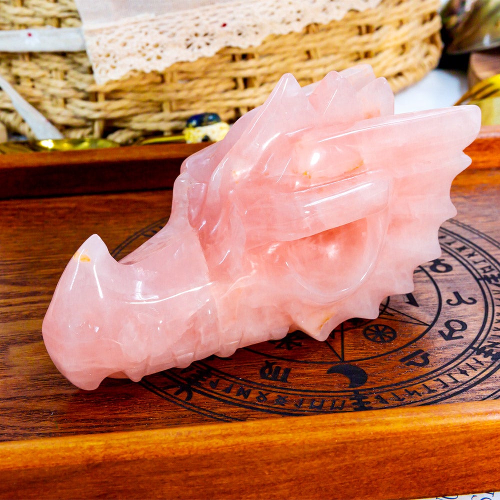 Reikistal Rose Quartz Dragon Head