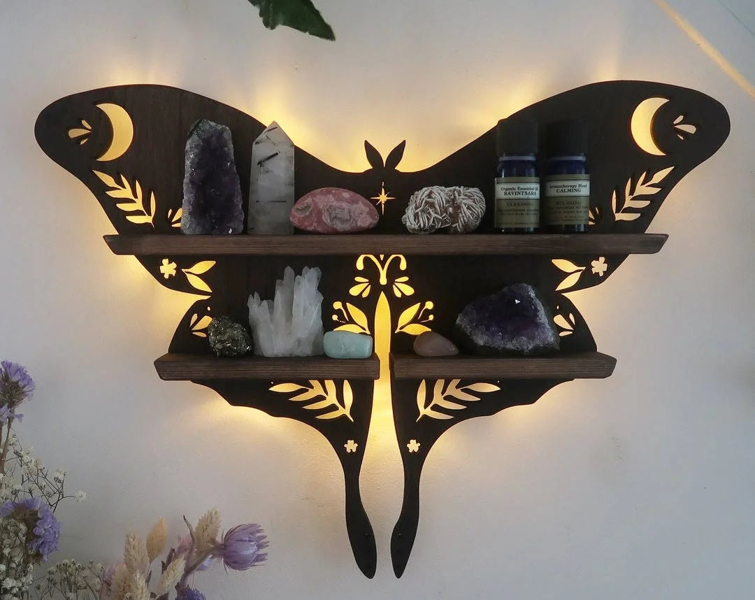 Reikistal Luna Moth Crystal Shelf