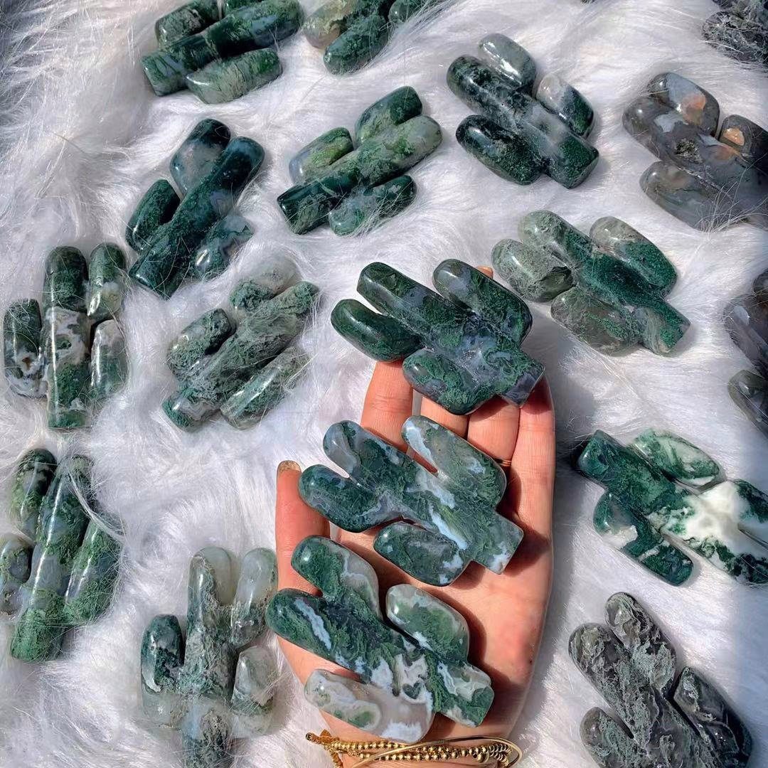 Reikistal Moss Agate Cactus