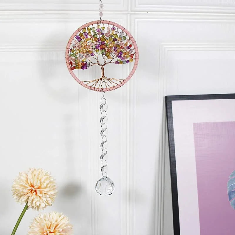 Reikistal Tree of Life Crystal Suncatcher Dream Catcher