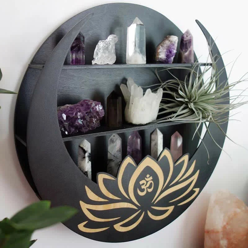 Reikistal Round Crescent Moon Lotus Crystal Shelf