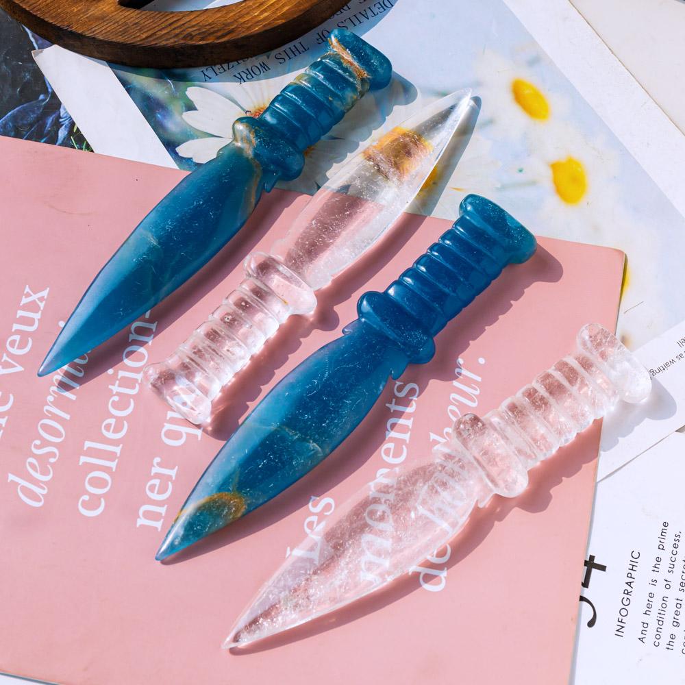 Reikistal Clear Quartz & Blue Onyx Dagger/Knife