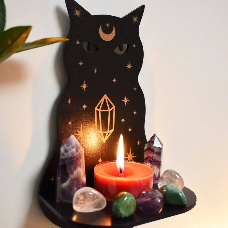 Reikistal Celestial Cat Altar Crystal Shelf