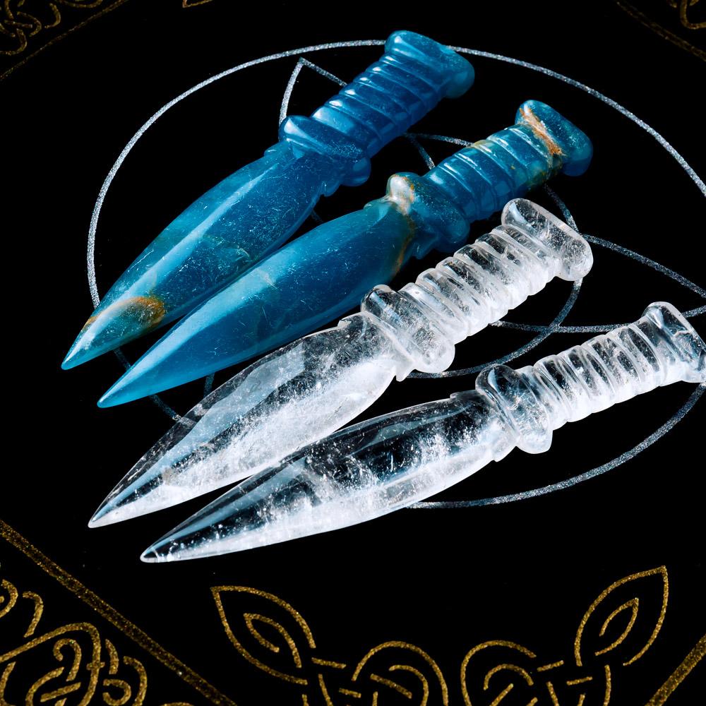 Reikistal Clear Quartz & Blue Onyx Dagger/Knife