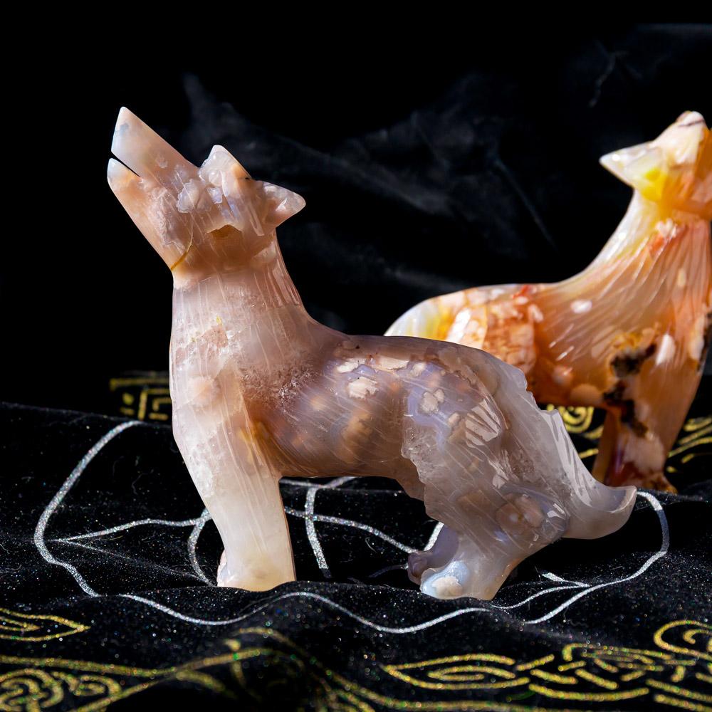 Reikistal Flower Agate Wolf