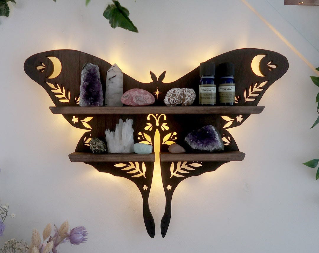 Reikistal Luna Moth Crystal Shelf