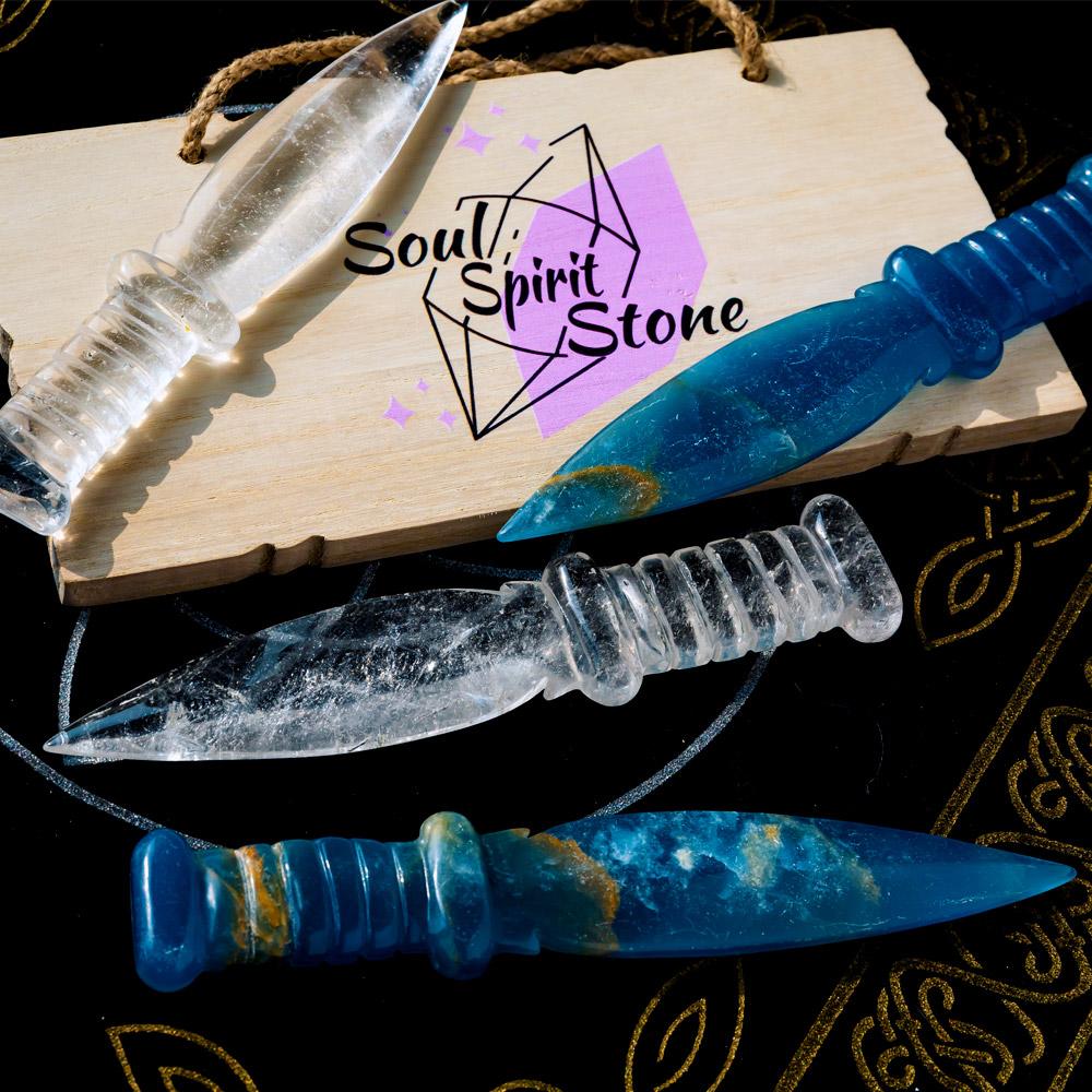 Reikistal Clear Quartz & Blue Onyx Dagger/Knife