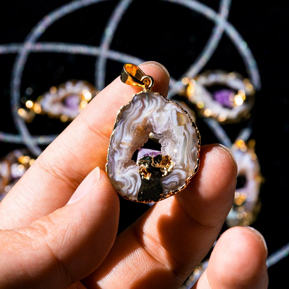 Reikistal Natural Geode Pendant