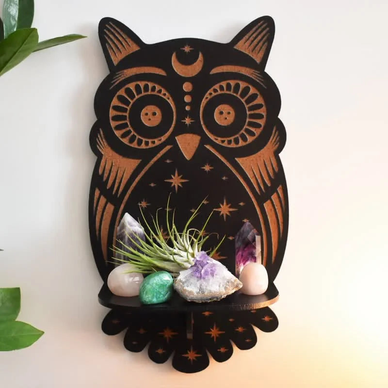 Reikistal Celestial Owl Altar Crystal Shelf