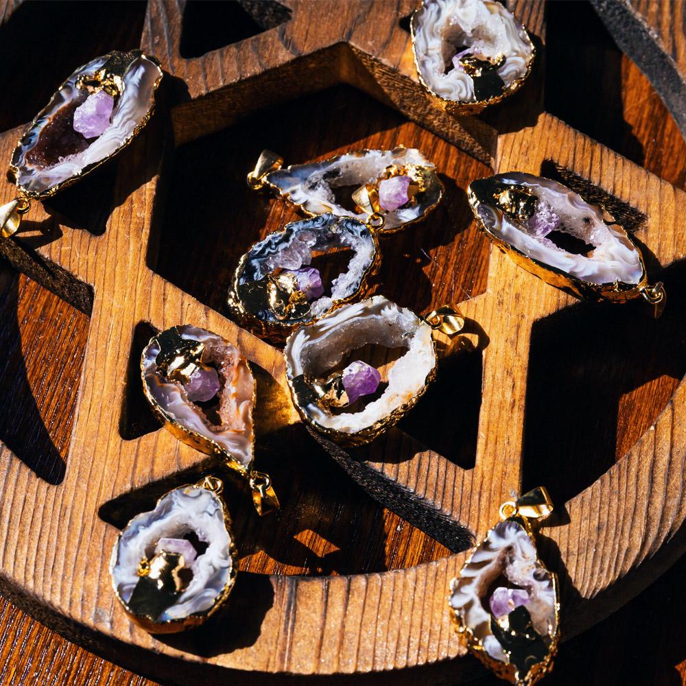 Reikistal Natural Geode Pendant