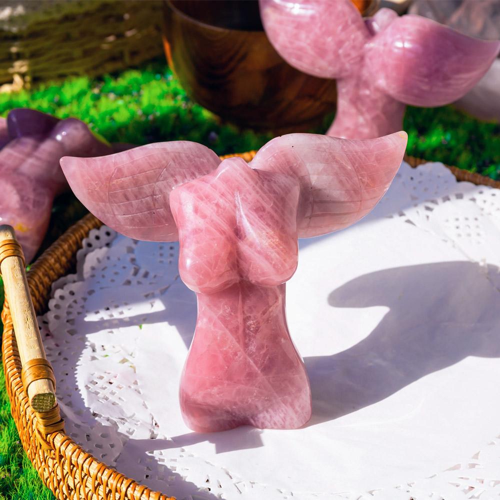 Reikistal Rose Quartz Angel With Wing