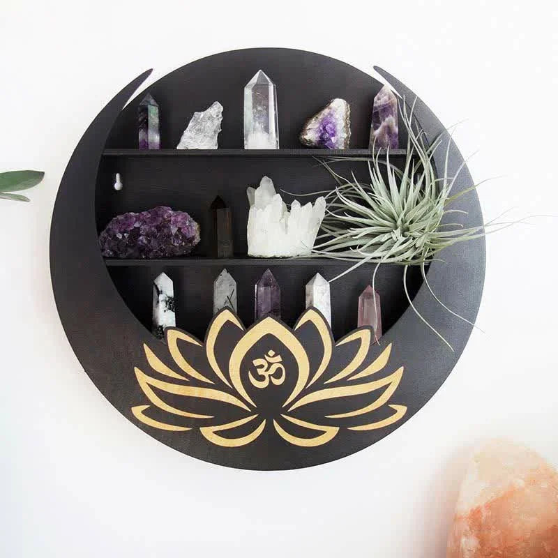 Reikistal Round Crescent Moon Lotus Crystal Shelf