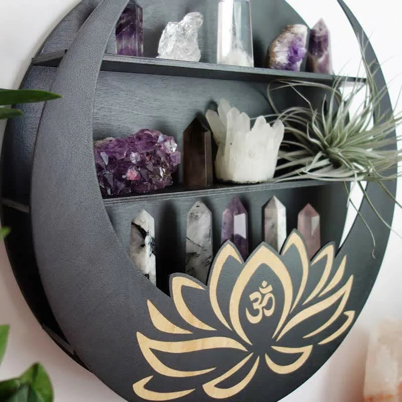 Reikistal Round Crescent Moon Lotus Crystal Shelf