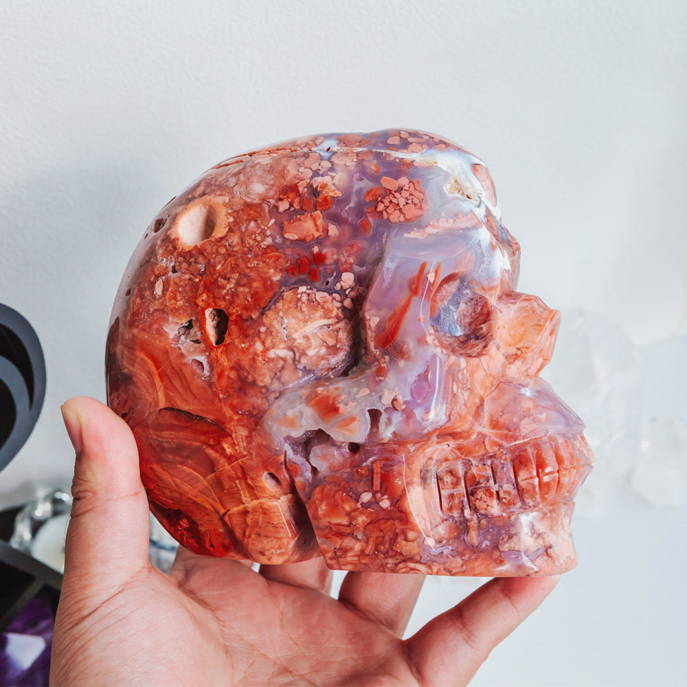 Reikistal Pink Agate Skull