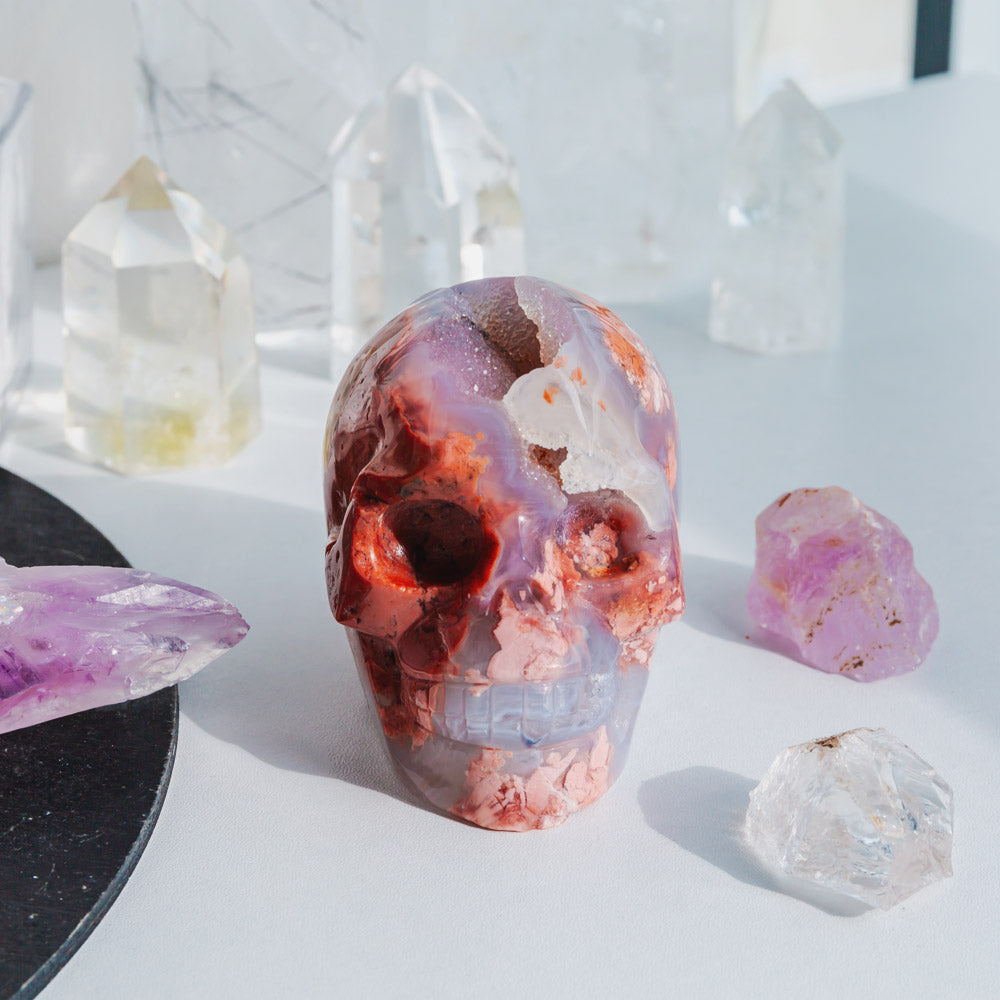 Reikistal Pink Agate Skull