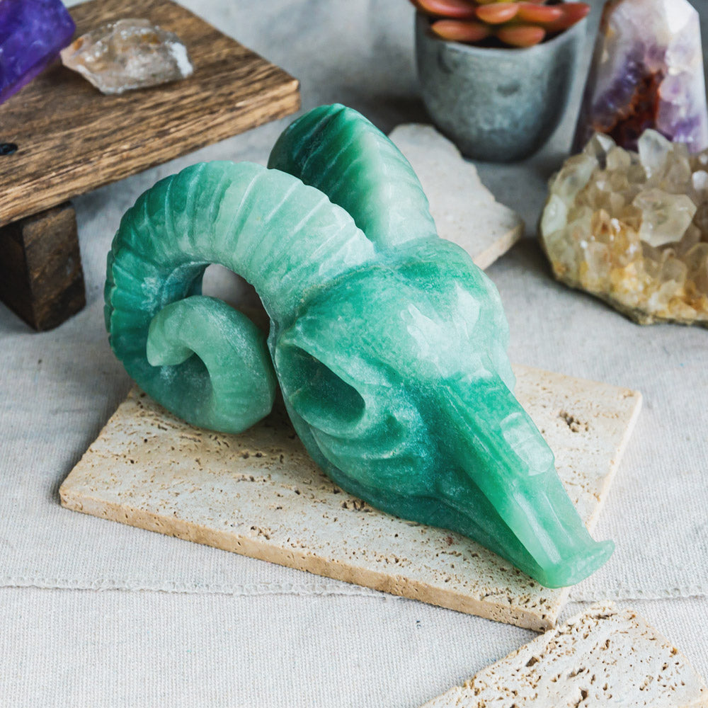 Reikistal Green Aventurine Sheep Head